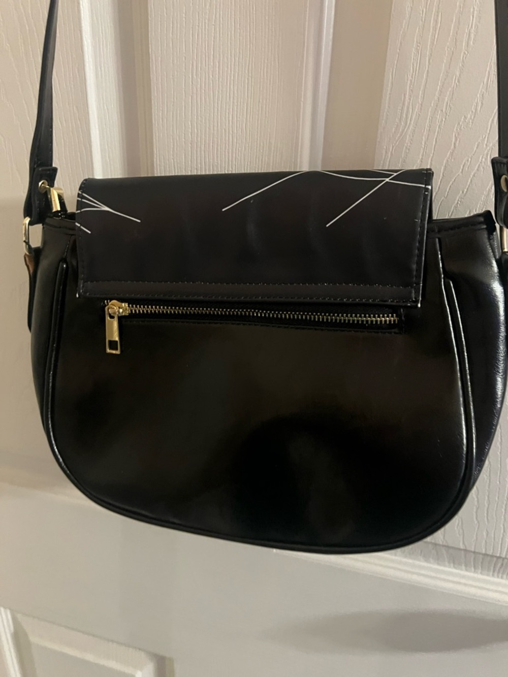 Black Spiderweb Crossbody Bag with White Print - Picture 5 of 5